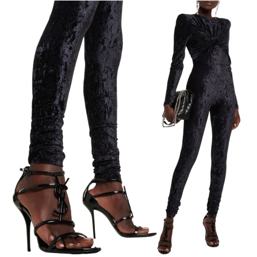 NWT! Brand New Saint Laurent YSL Cassandra 100mm Sandals Heels Pumps Shoes Black